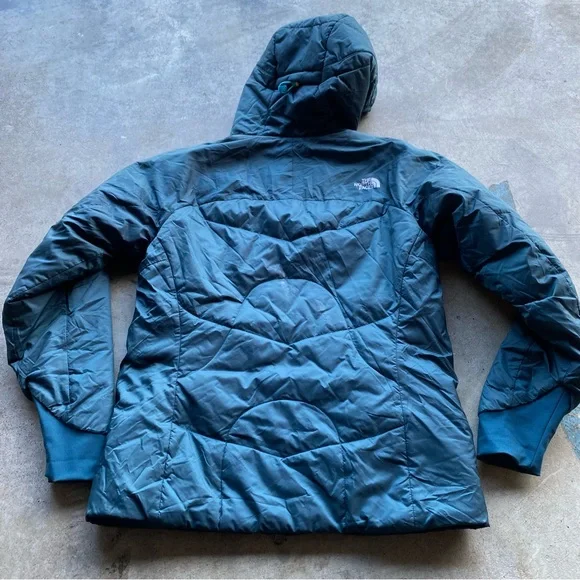 NORTH FACE DOWN SUMMIT SERIES HOODED INSULATED PARKA JACKET BLUE GREEN - Picture 2 of 8